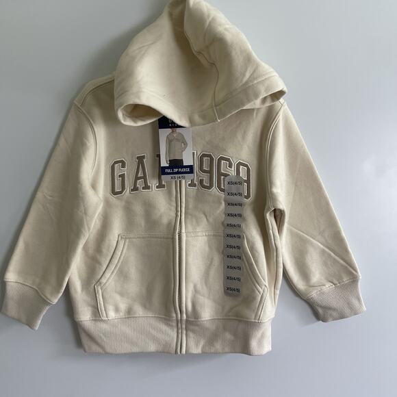 Gap Kids Boys Full Zip Fleece Hoodie Size XSmall 4/5 Birch - Picture 5 of 8